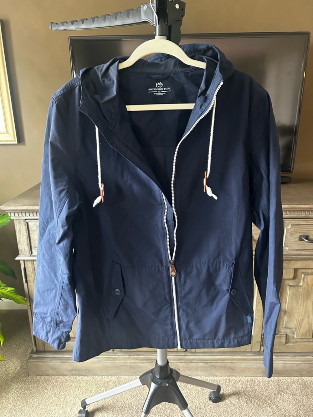 Southern Tide Navy Hooded Rain Jacket